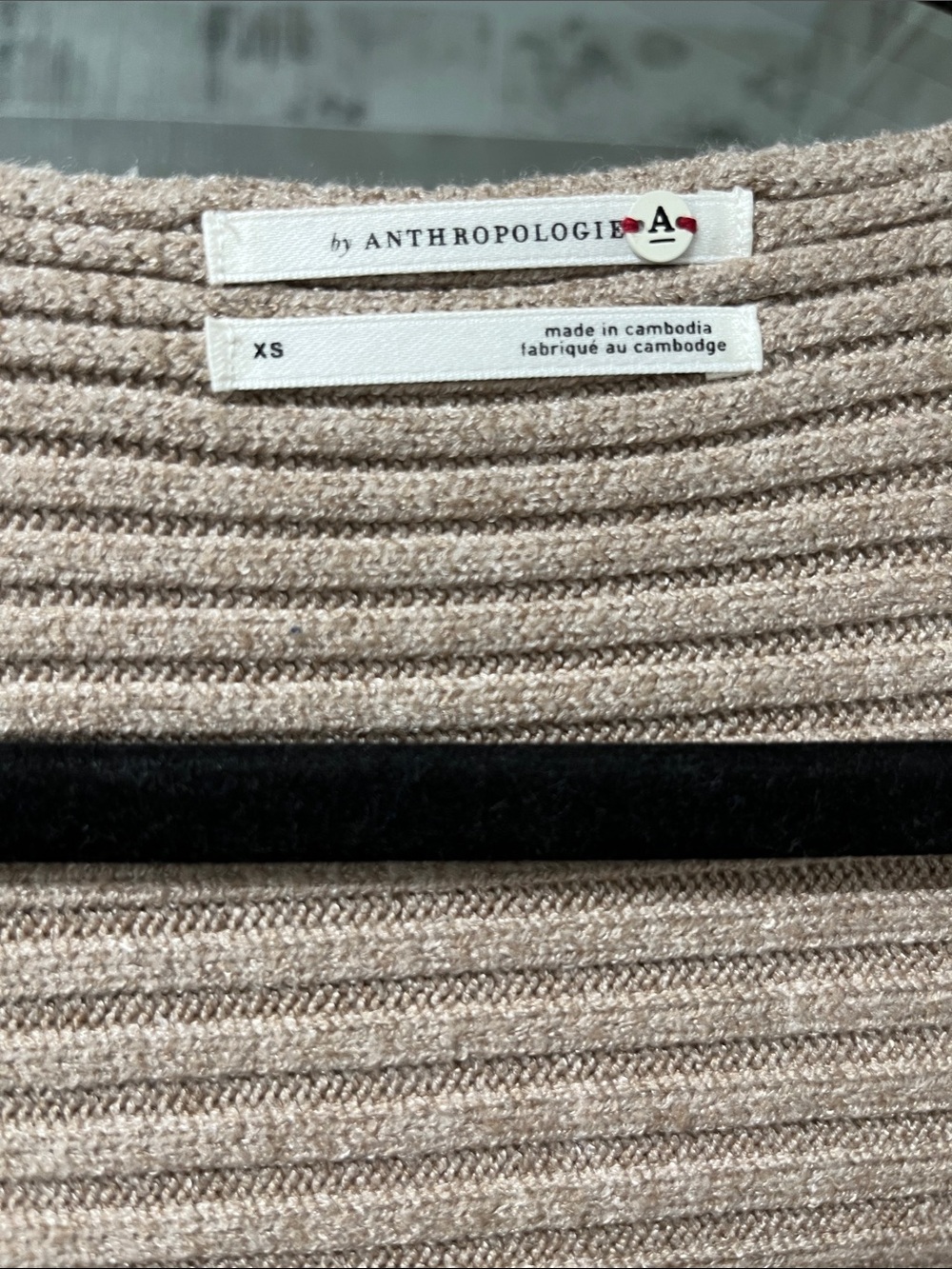 Anthropologie Ribbed Scoop-Neck Sweater in Beige-Taupe - Picture 2 of 4
